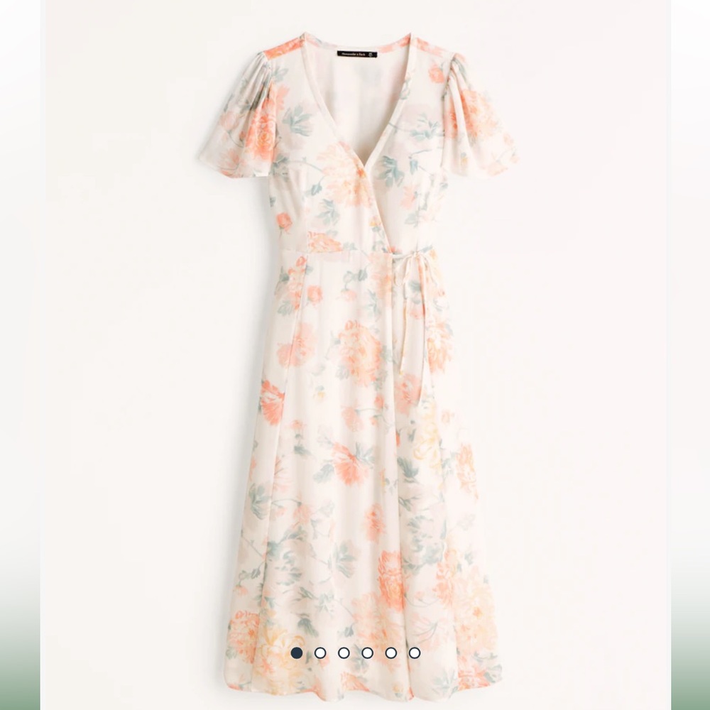 abercrombie & fitch angel sleeve wrap midi dress